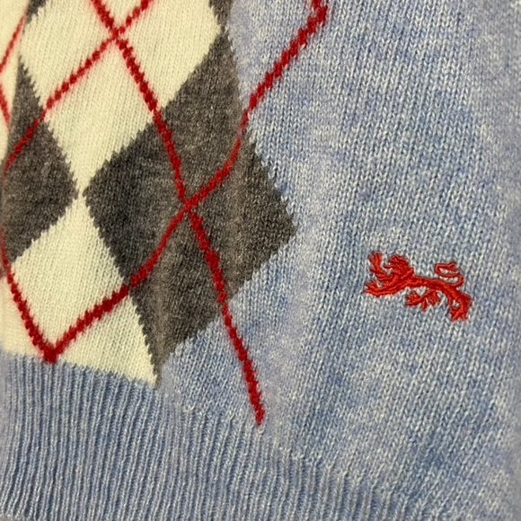 Vintage Malagrida Mens Pullover Sweater Lana Wool Blue Plaid Print Grandpa Style - Picture 4 of 10